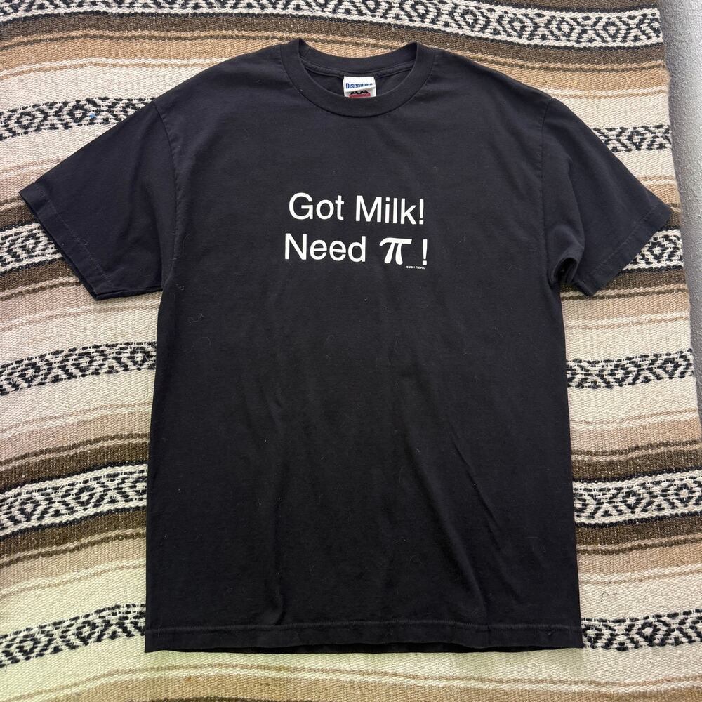 Vintage 2000's Discovery Channel Got Milk Need Pie Funny Math 3.14 Shirt Sz L